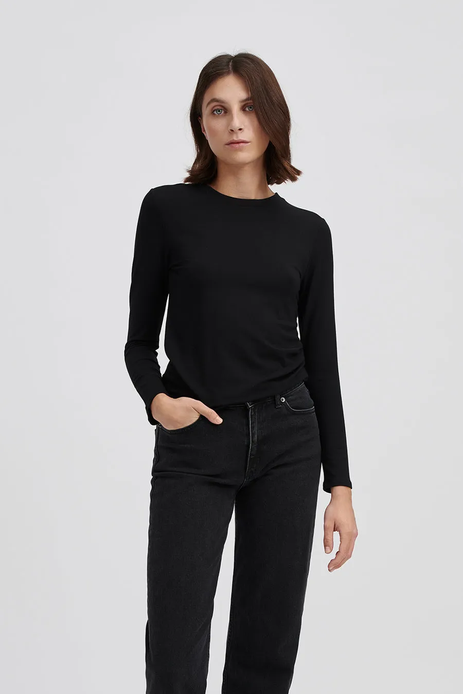 JERSEY LONG SLEEVE TOP - CANVEY BLACK