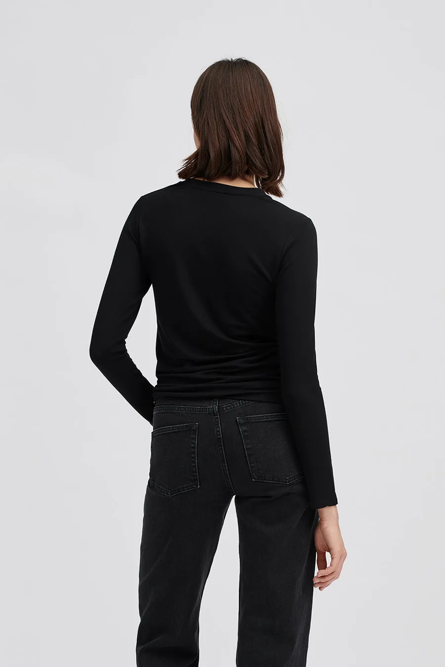 JERSEY LONG SLEEVE TOP - CANVEY BLACK