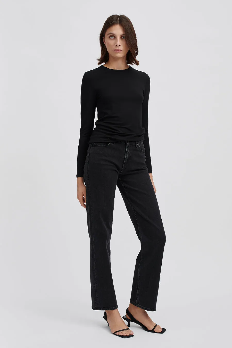 JERSEY LONG SLEEVE TOP - CANVEY BLACK