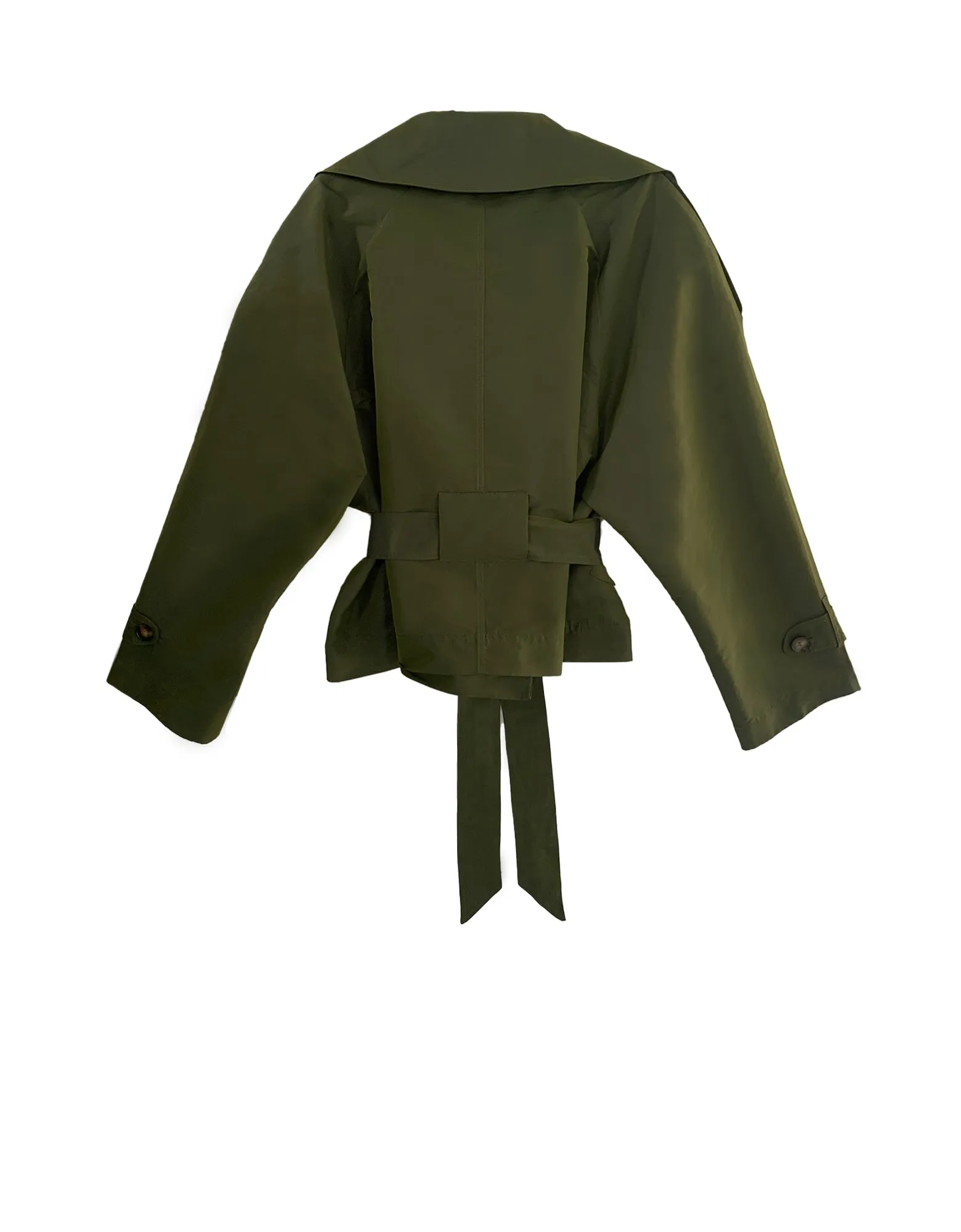 Julia Short Trench Coat- Army Dupioni