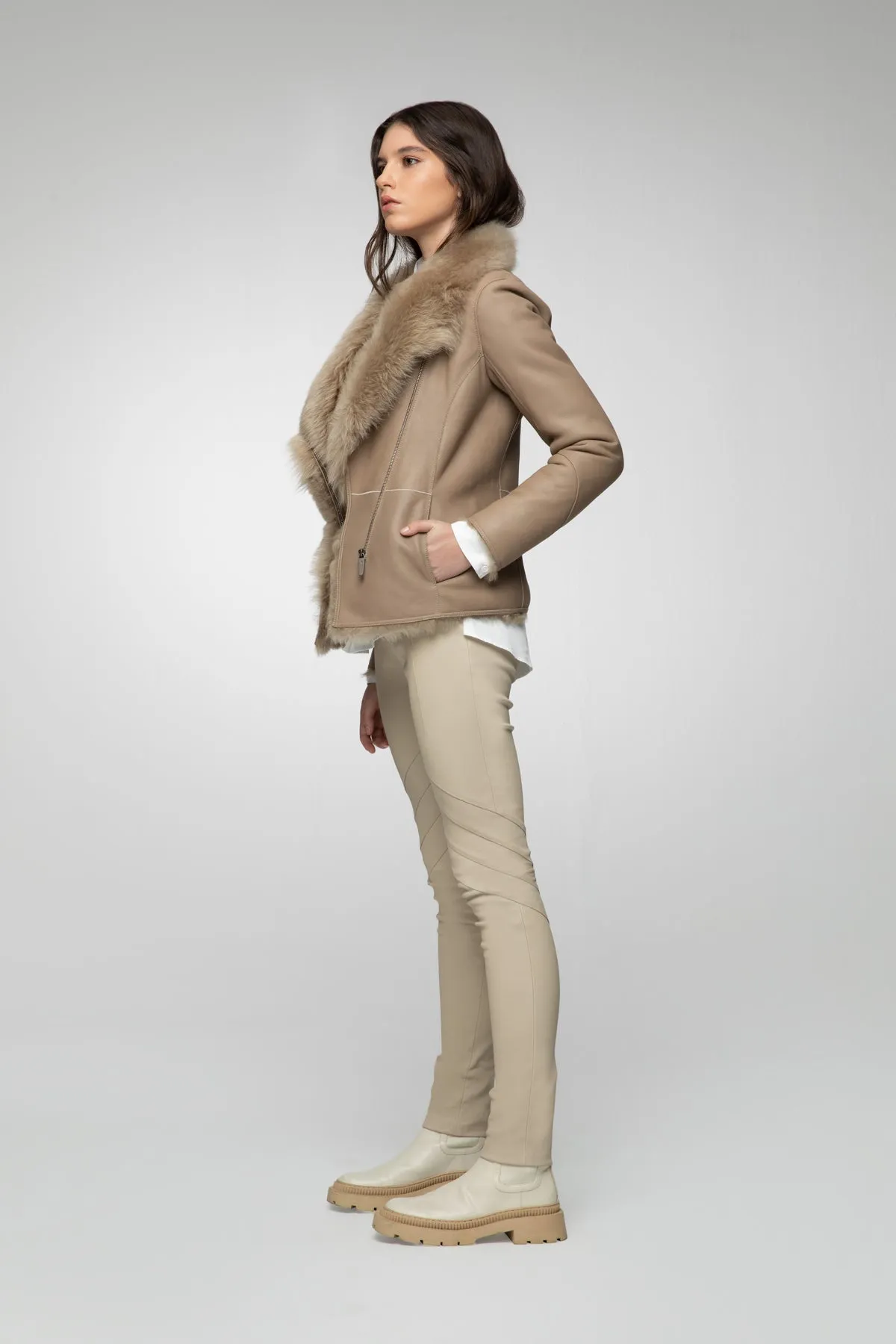 June - Desert Beige Shearling Jacket