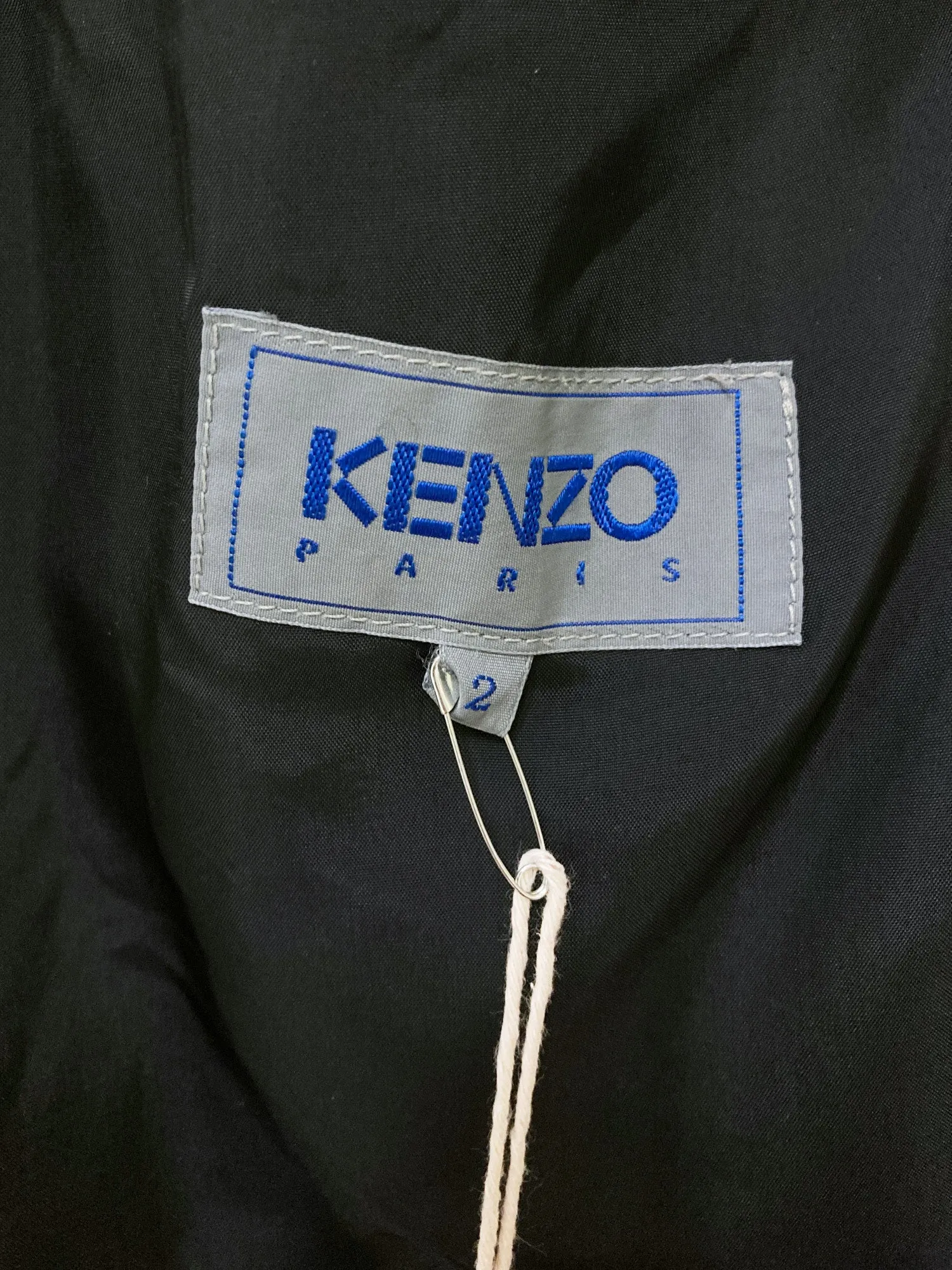 Kenzo Paris 1980s black wool belted collar button open trench coat - size 2 M