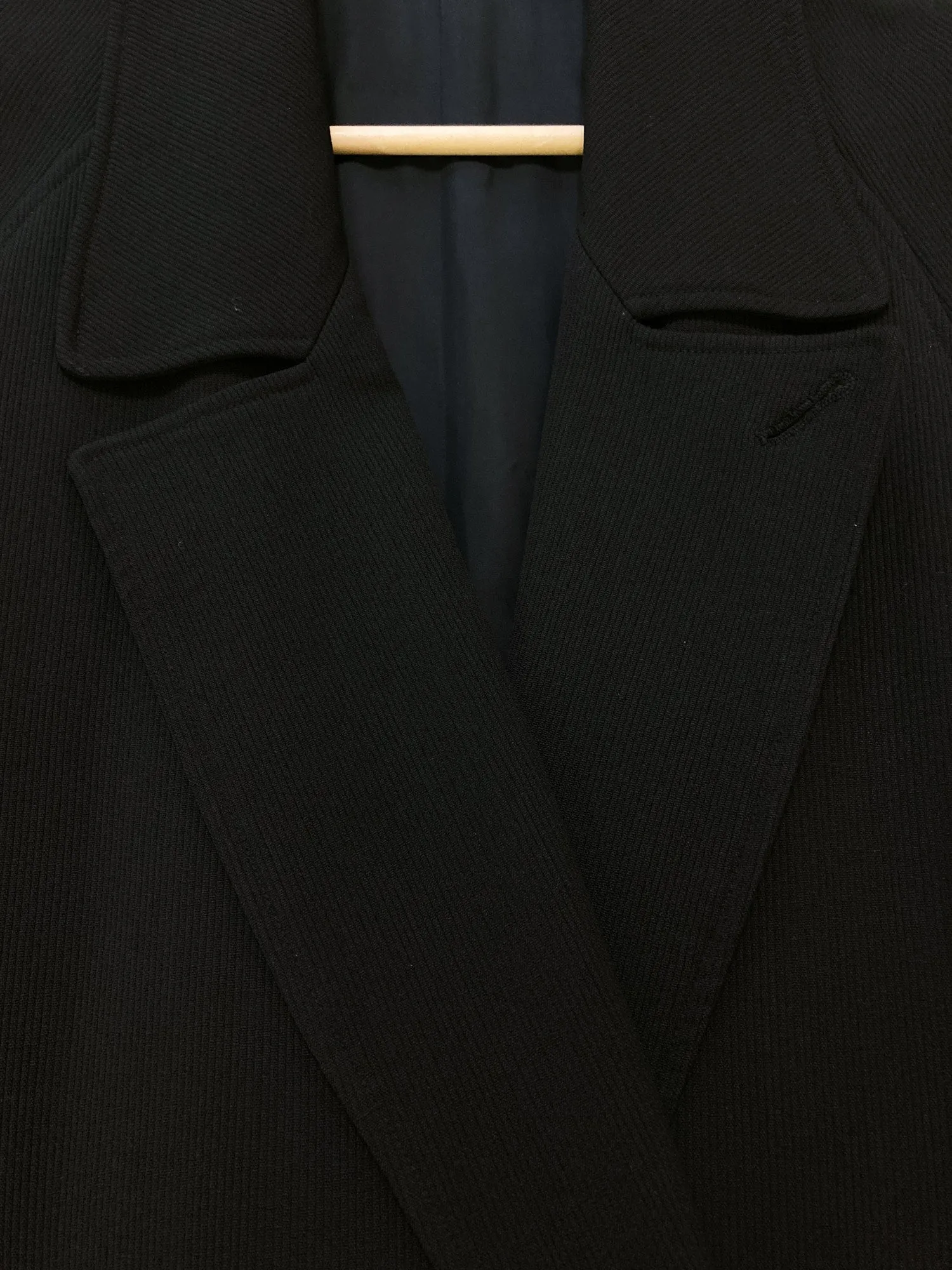 Kenzo Paris 1980s black wool belted collar button open trench coat - size 2 M