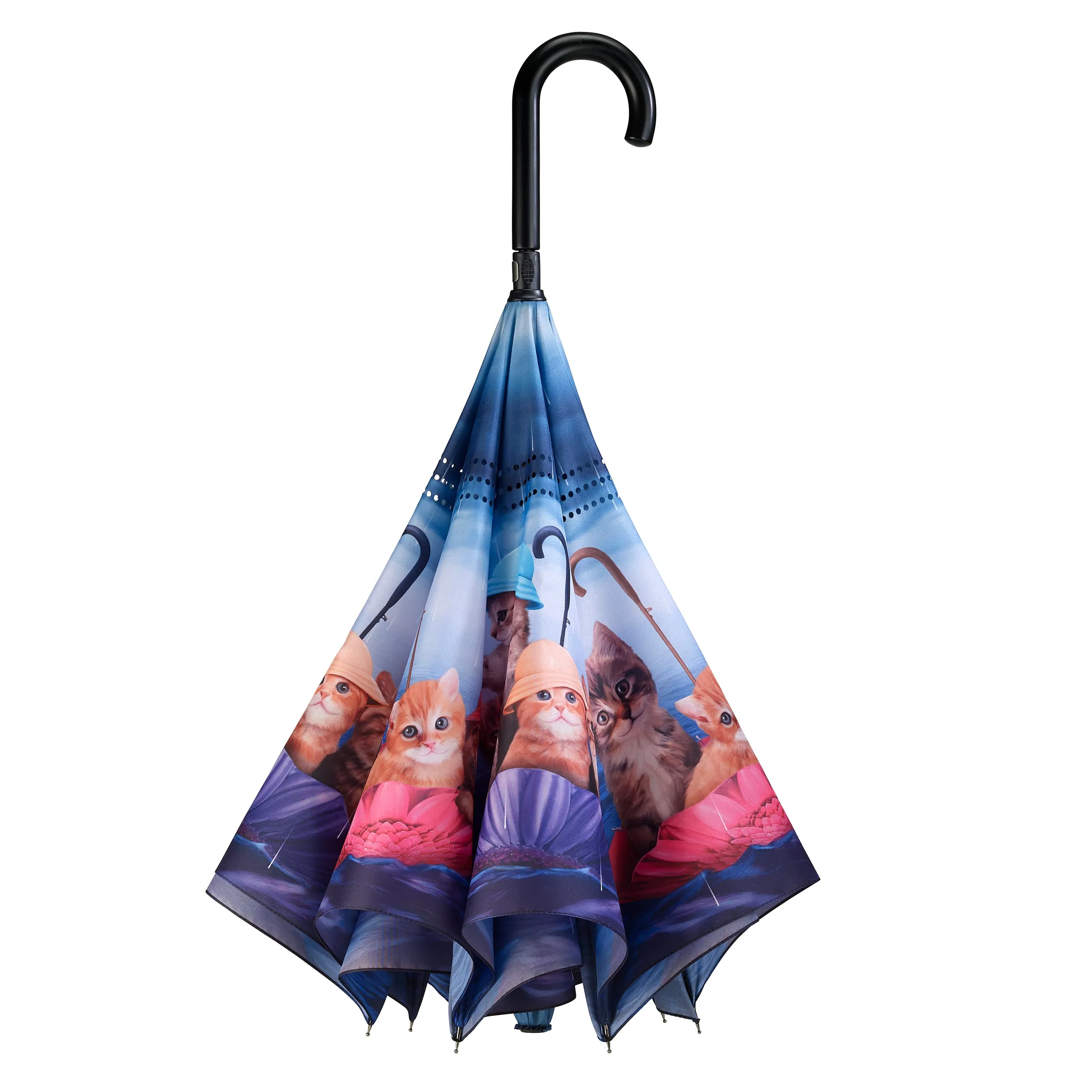 Kittens Ahoy Stick Umbrella Reverse Close