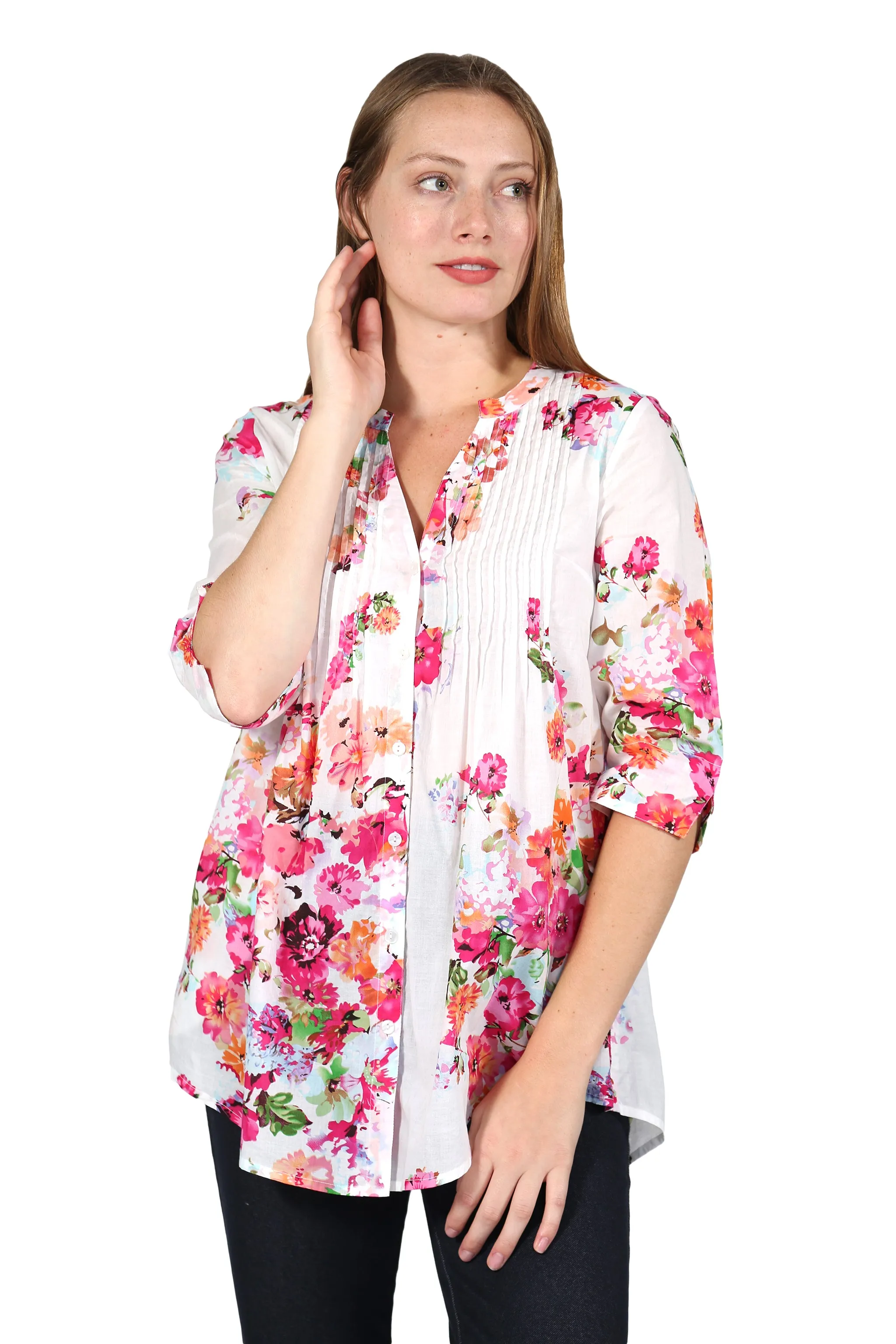 La Cera Rose & Coral Blossom Tunic