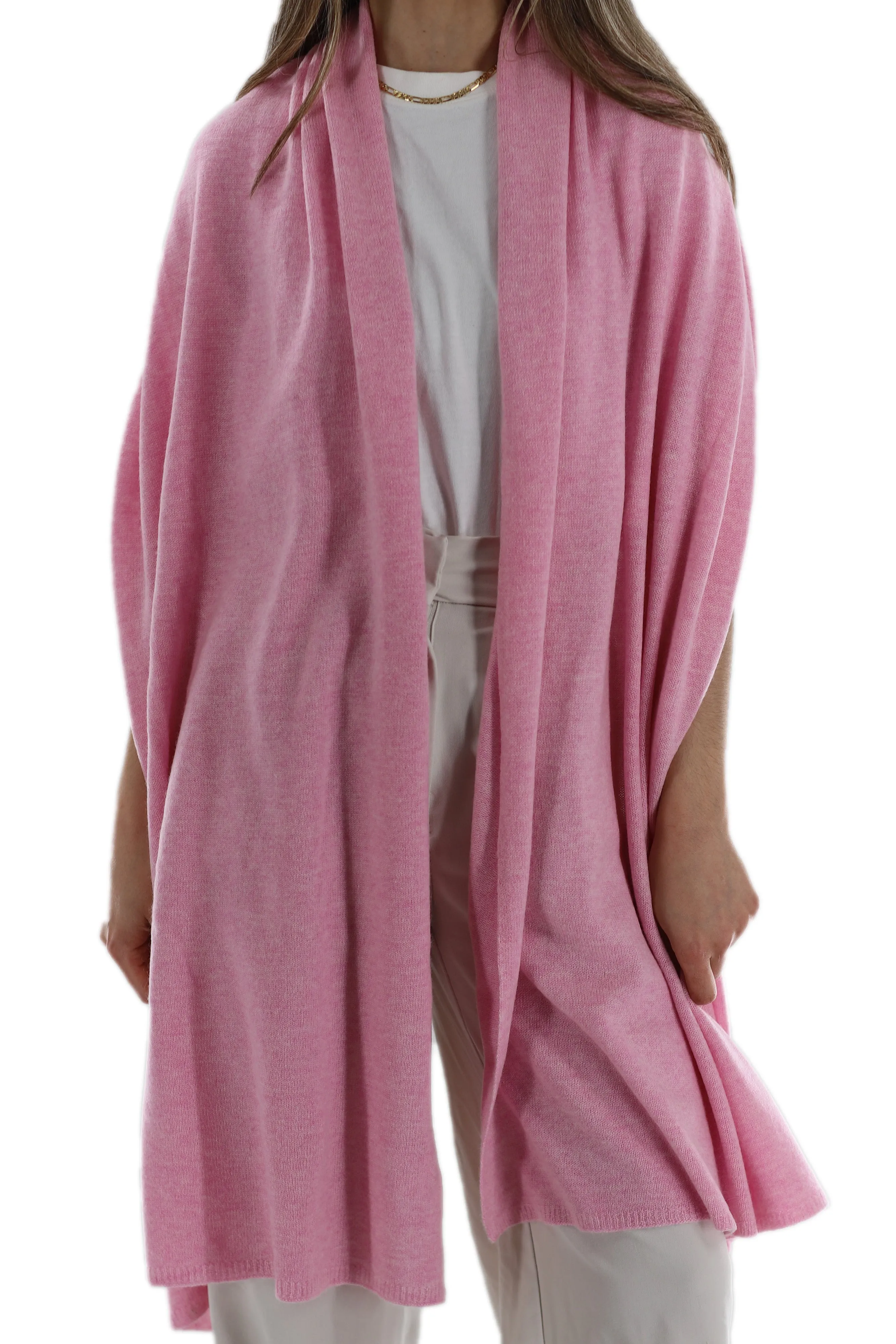 La Fiorentina SUPER SOFT Cashmere Blend Knit Shawl - Pink