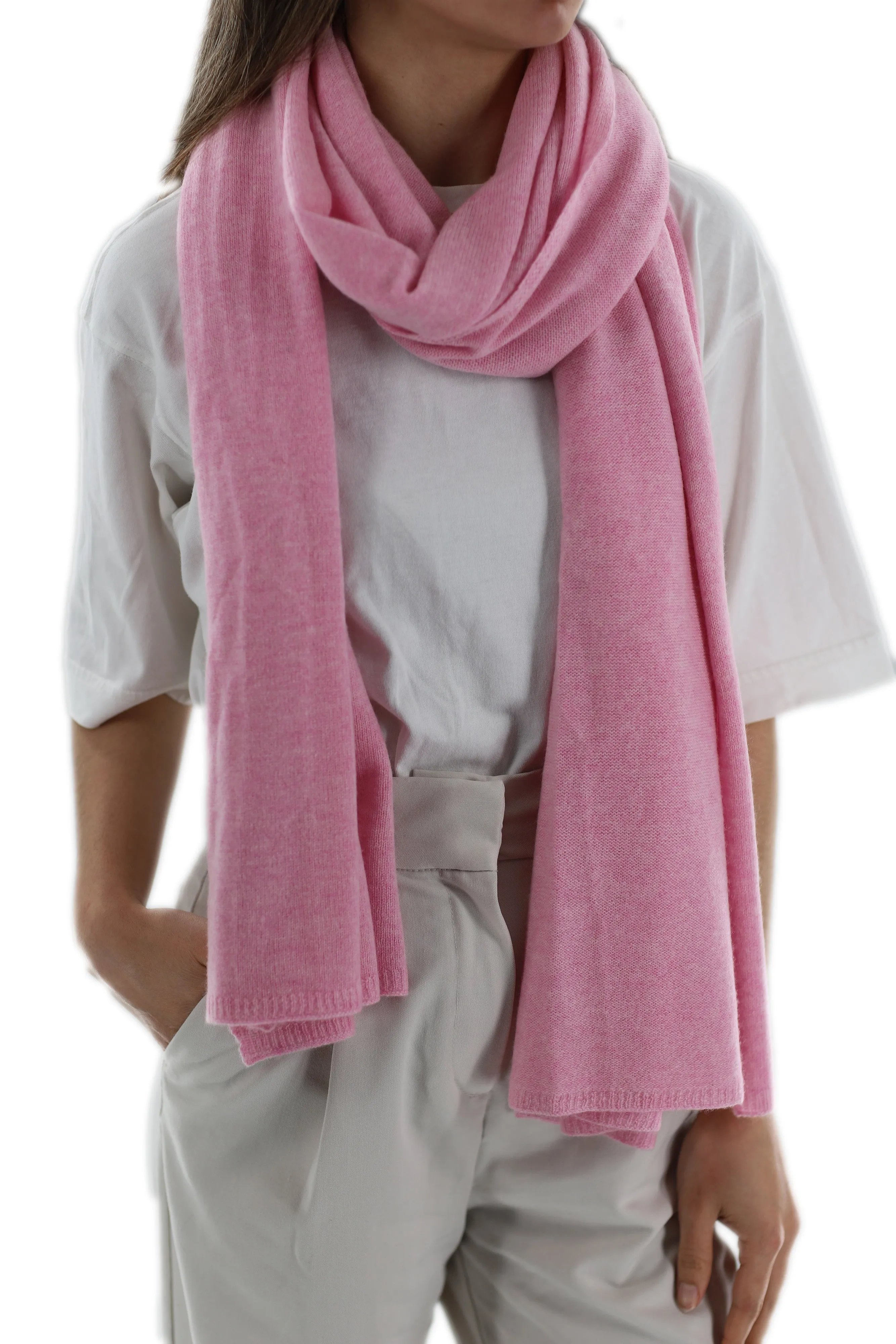 La Fiorentina SUPER SOFT Cashmere Blend Knit Shawl - Pink