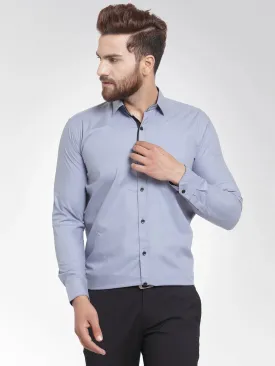 Light Grey Formal Shirt With Black Detailing