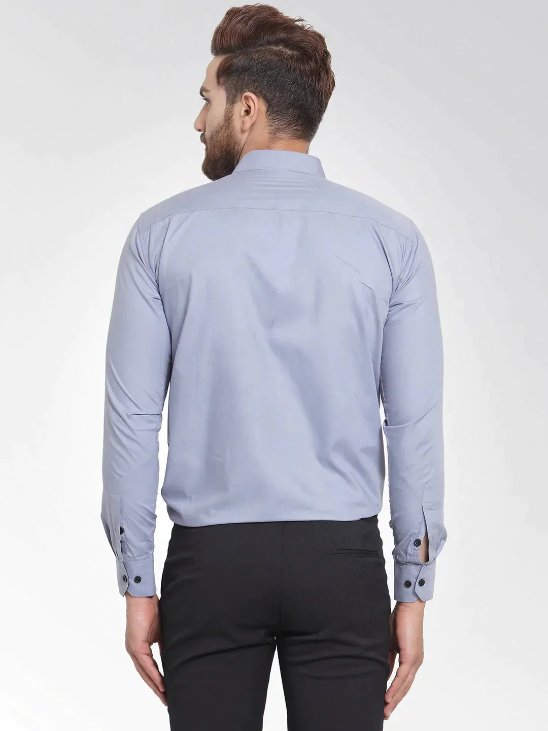 Light Grey Formal Shirt With Black Detailing