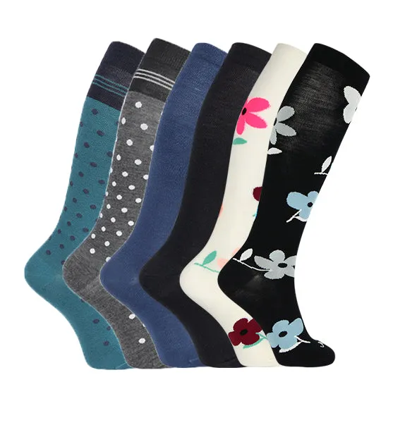 Lightweight Merino Wool Everyday Compression Socks (15-20mmHg) - Flower - 6 Pack