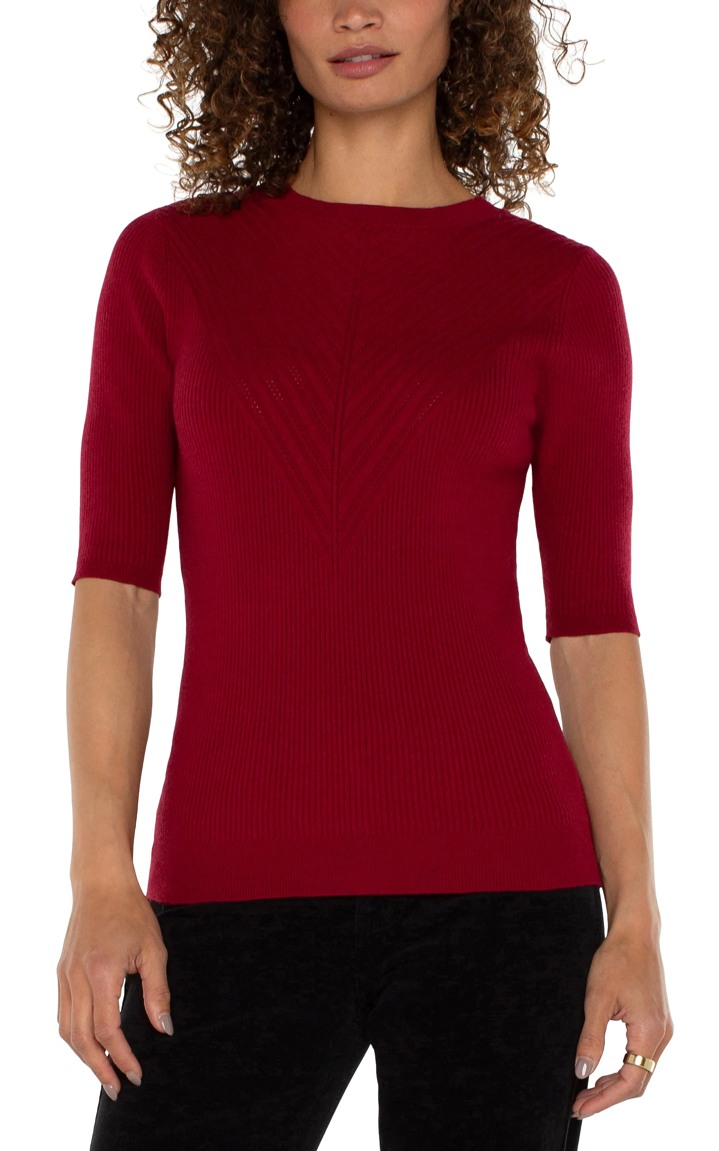 Liverpool Elbow Sleeve Crew Neck Sweater (Ruby Red)