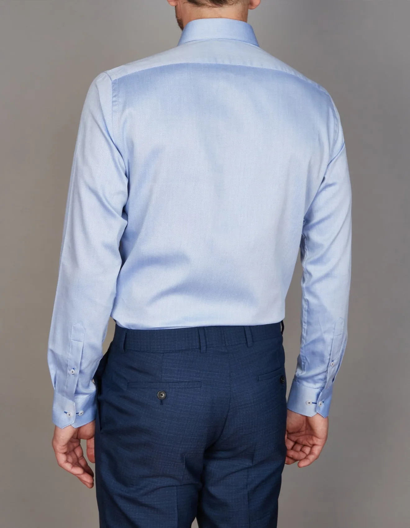 Long Sleeve Business Shirt - Dobby - Sapphire