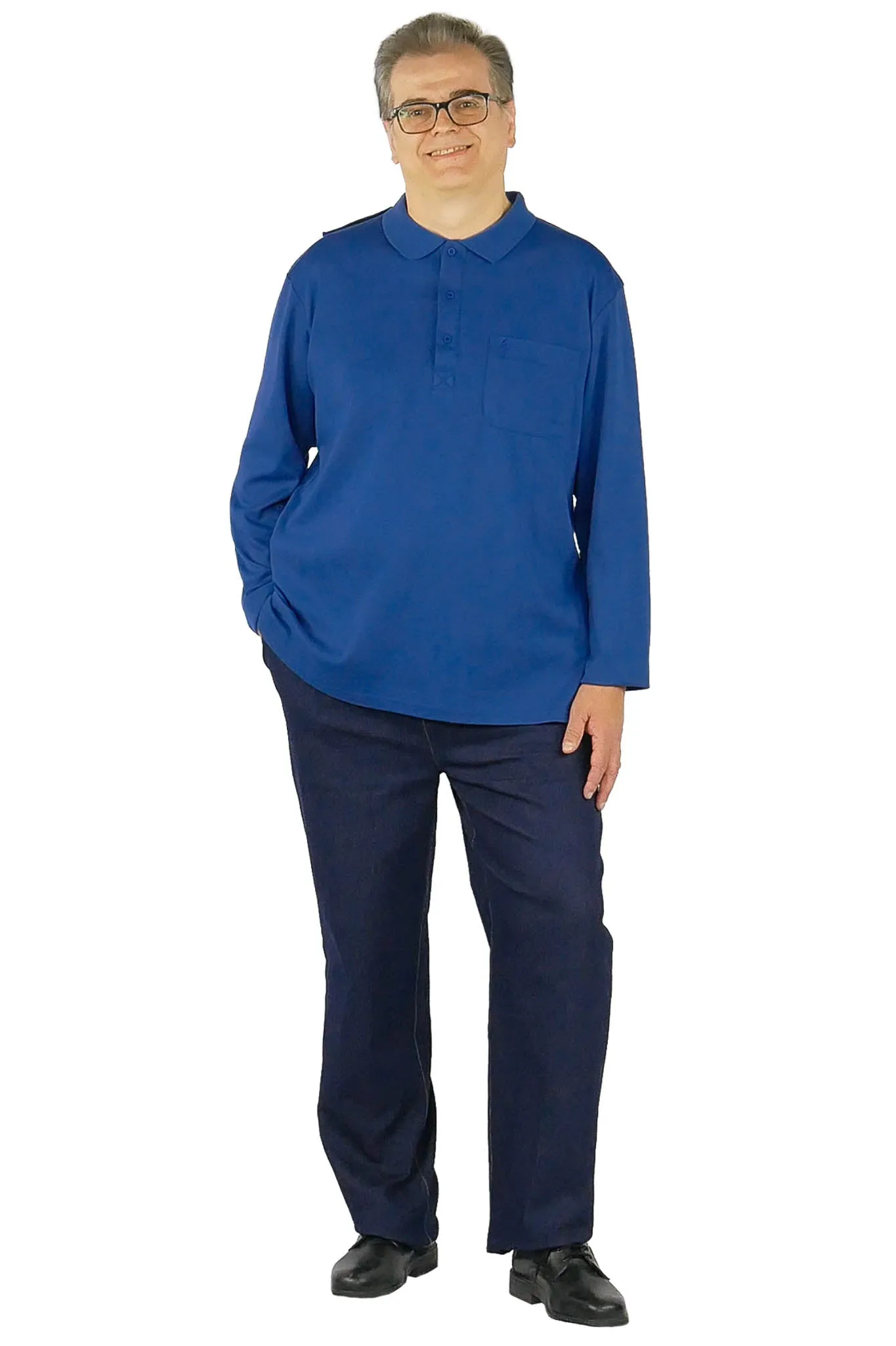 Long-Sleeved Adaptive Polo Shirt - Thomas | Blue