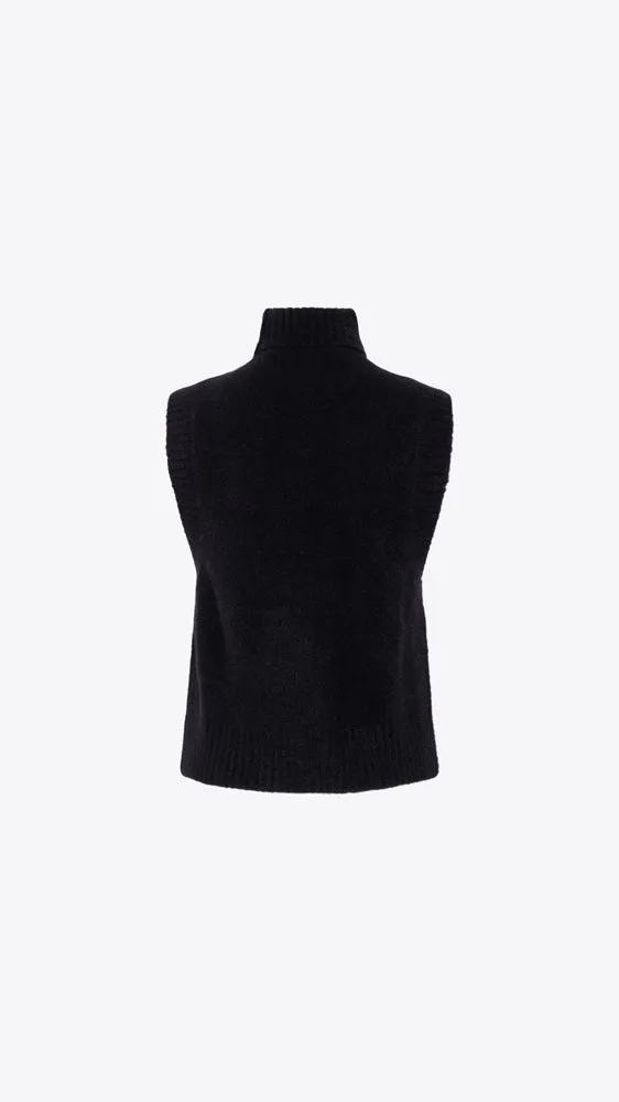 Mapache Mock Neck Vest - Black