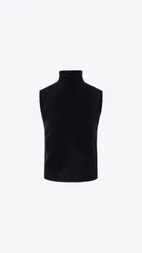 Mapache Mock Neck Vest - Black