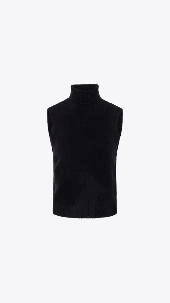 Mapache Mock Neck Vest - Black