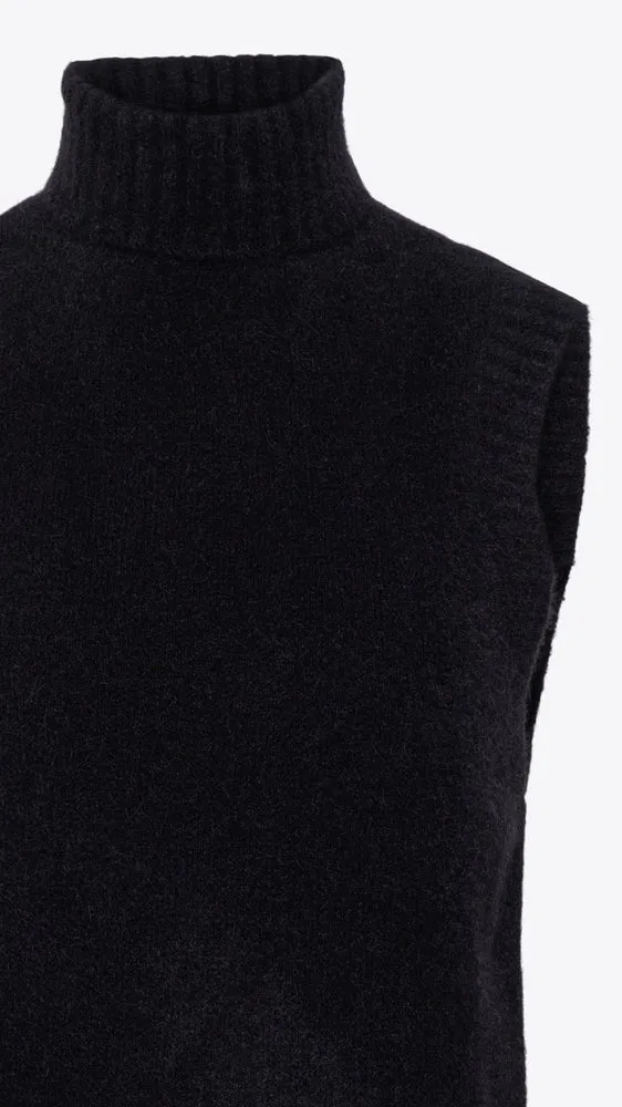 Mapache Mock Neck Vest - Black