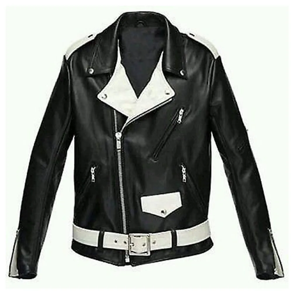 Men Black Brando Motorcycle Leather Jacket