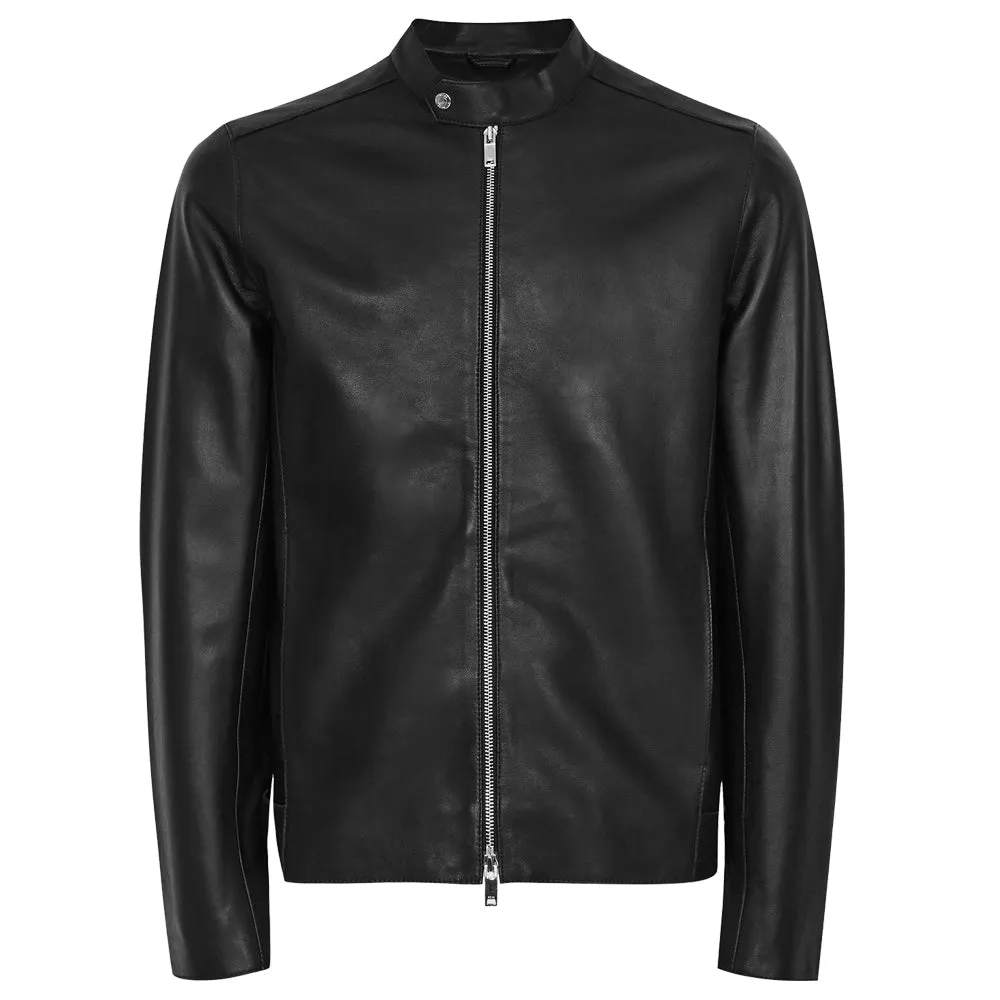 Men Leather Cafe Racer Jacket