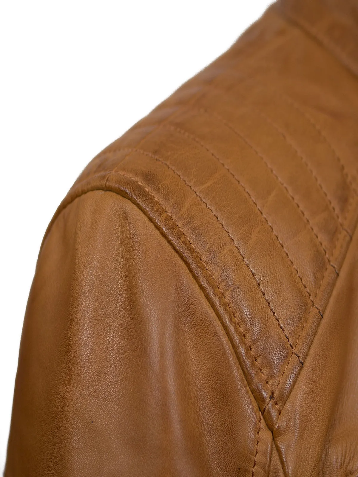 Men Tan Brown Biker Jacket