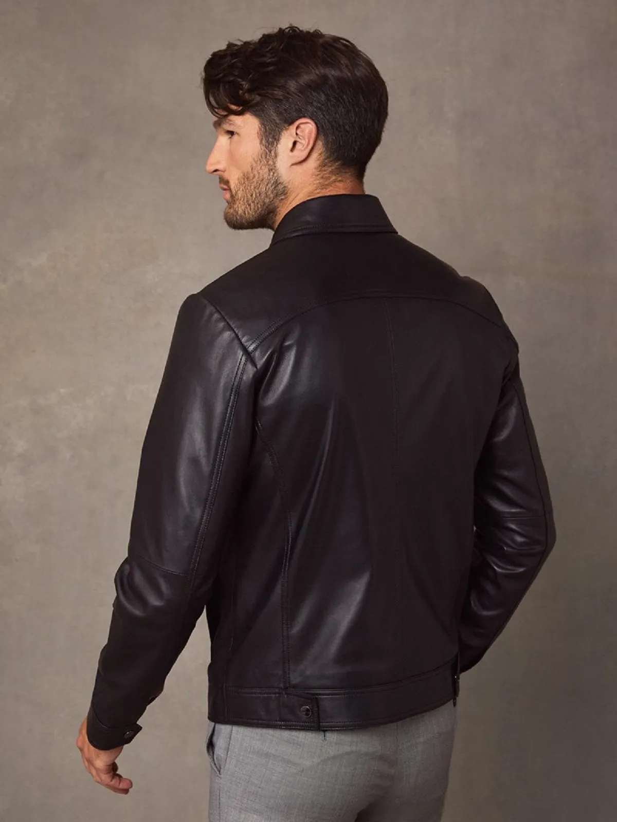 Men Vintage Black Leather Jacket