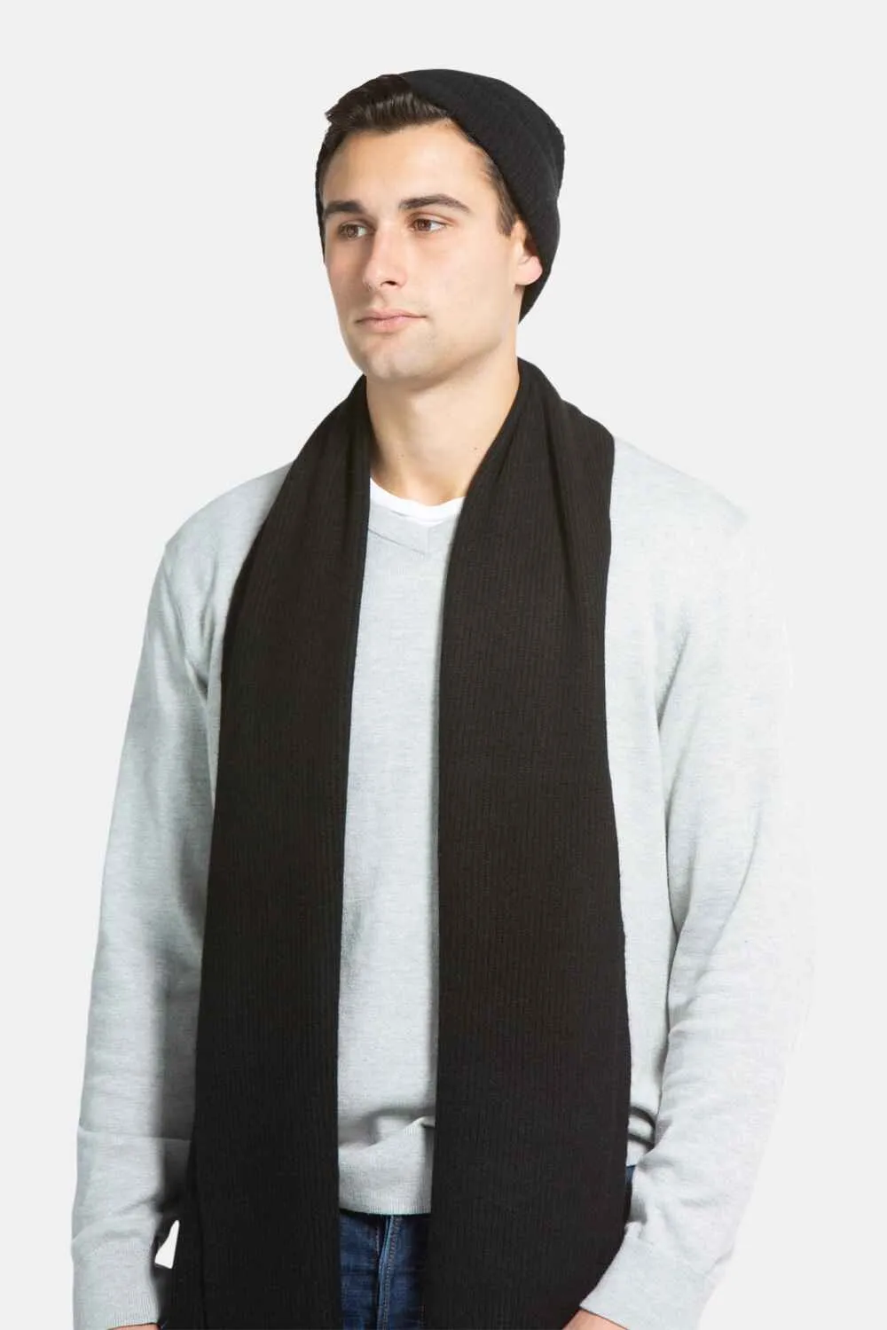 Men's 100% Pure Cashmere 2pc Rib Knit Set with Gift Box