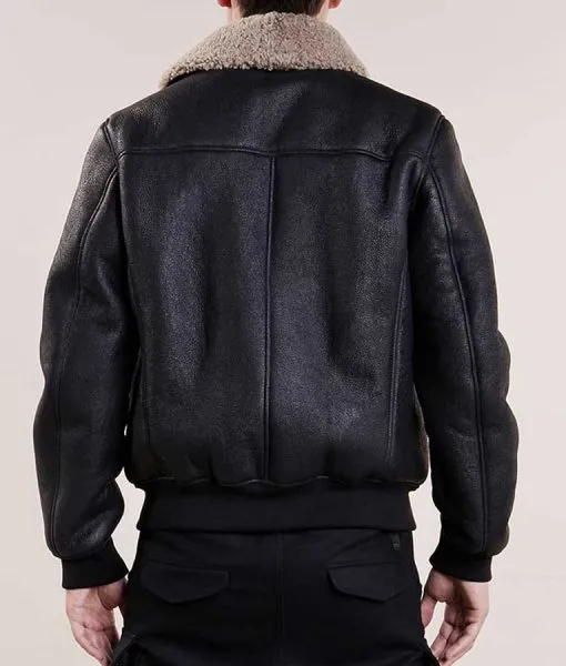 Mens Aviator Bomber Black Leather Jacket