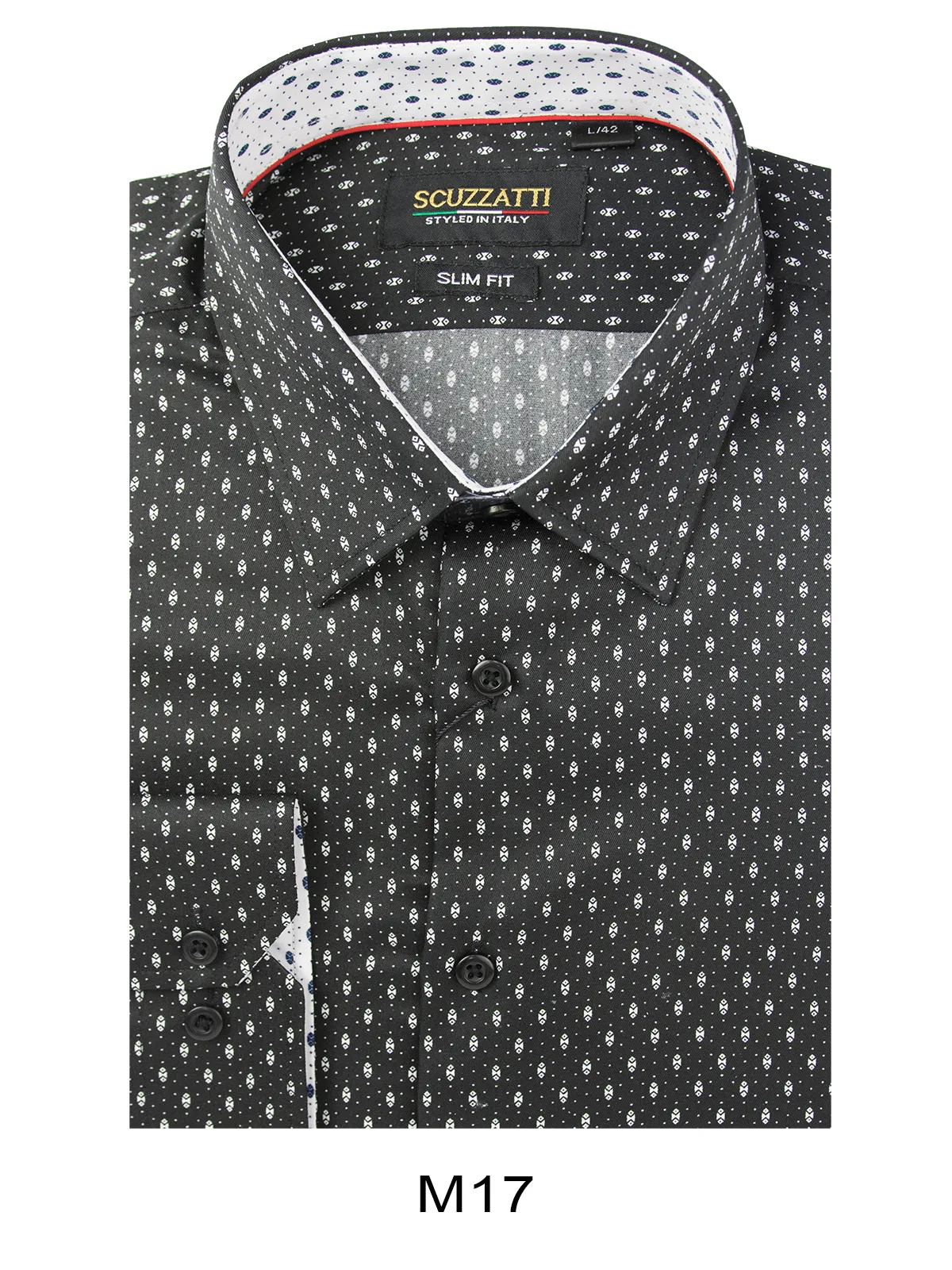 Men's Black with Spotty Slim Fit Shirt