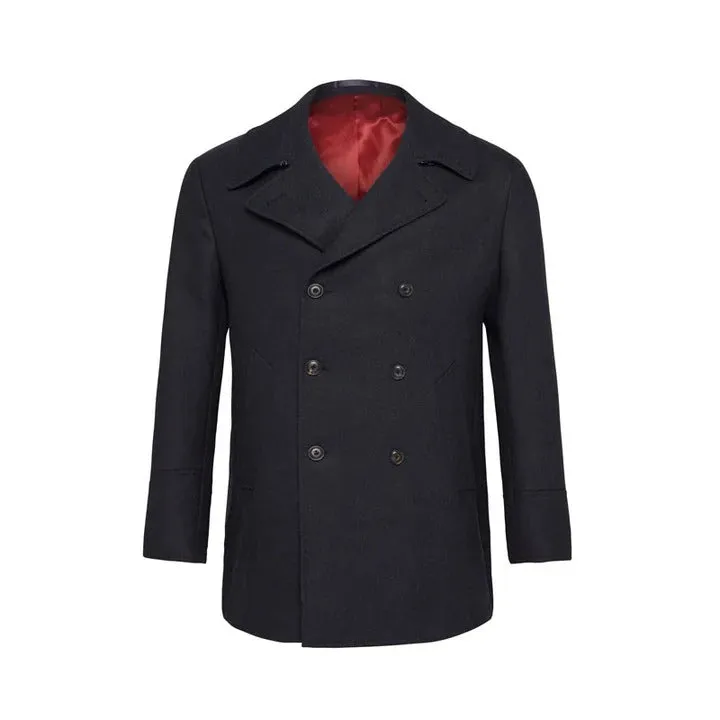 Men's Black Wool Navy Peacoat