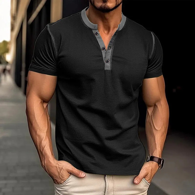 Men's Classic Button Cotton Breathable Henley Shirt