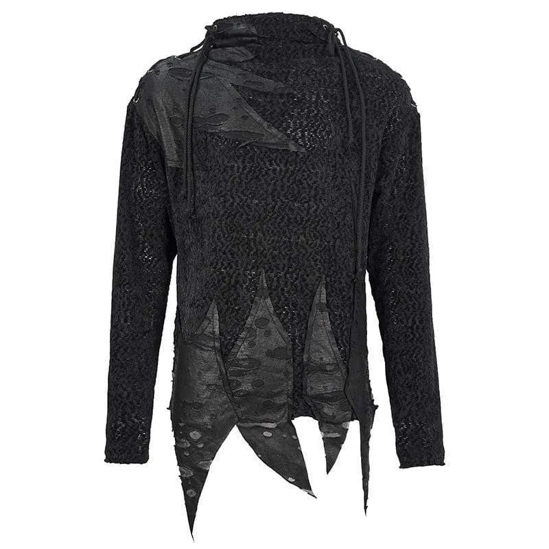 Men's Gothic Turtleneck Strappy Irregular Shirt