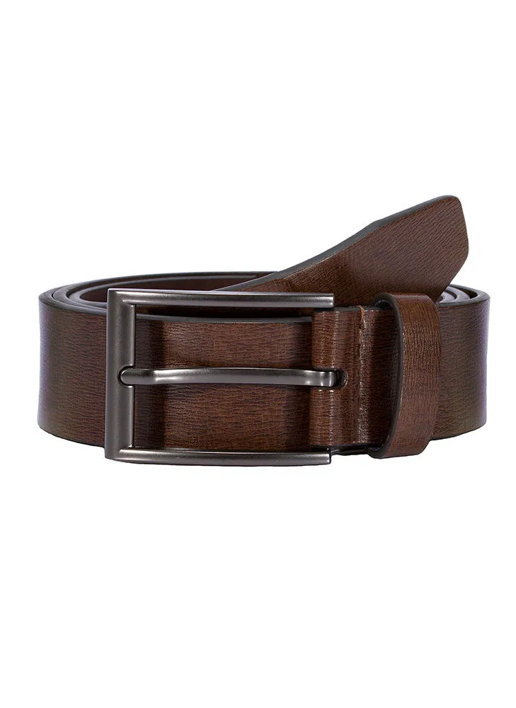 Men's Lined Leather Belt with Gunmetal Buckle