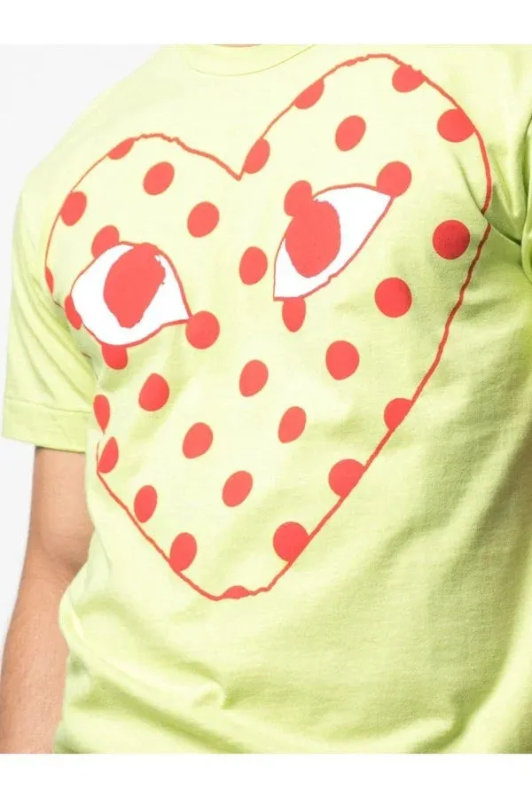 Men's Play Tshirt with Large Red Polka Dot Heart