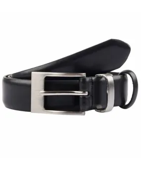 Men's Slim Lined Leather Belt with Brushed Nickel Buckle