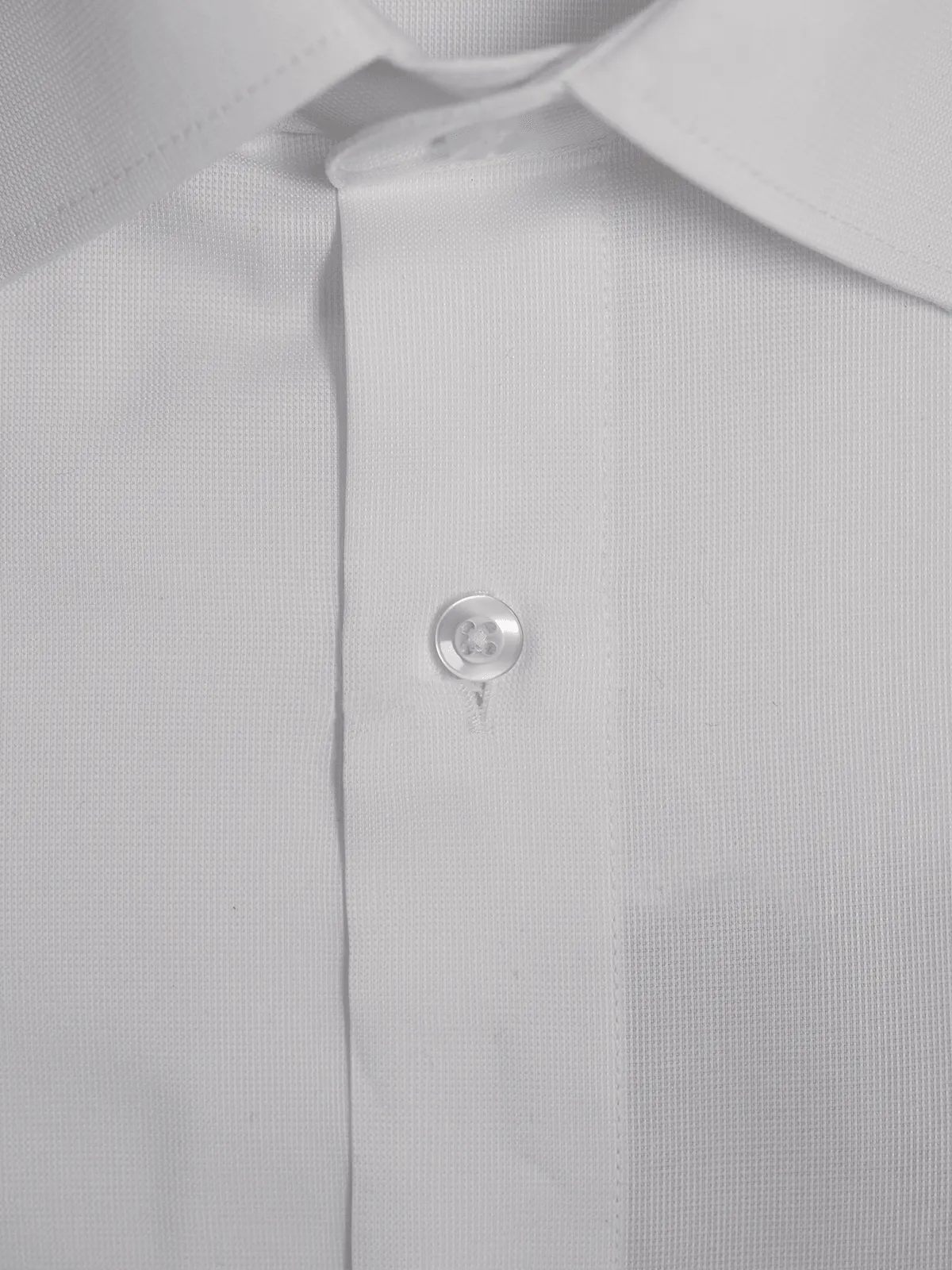 Men's White Cotton Birdseye Collar Shirt