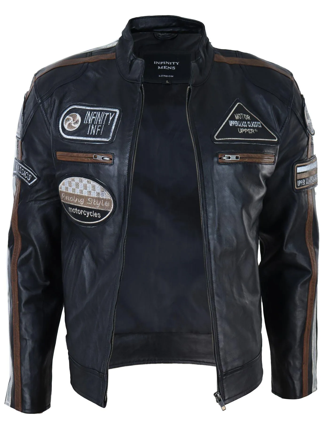 Men's Zipped Biker Leather Jacket | Infinity