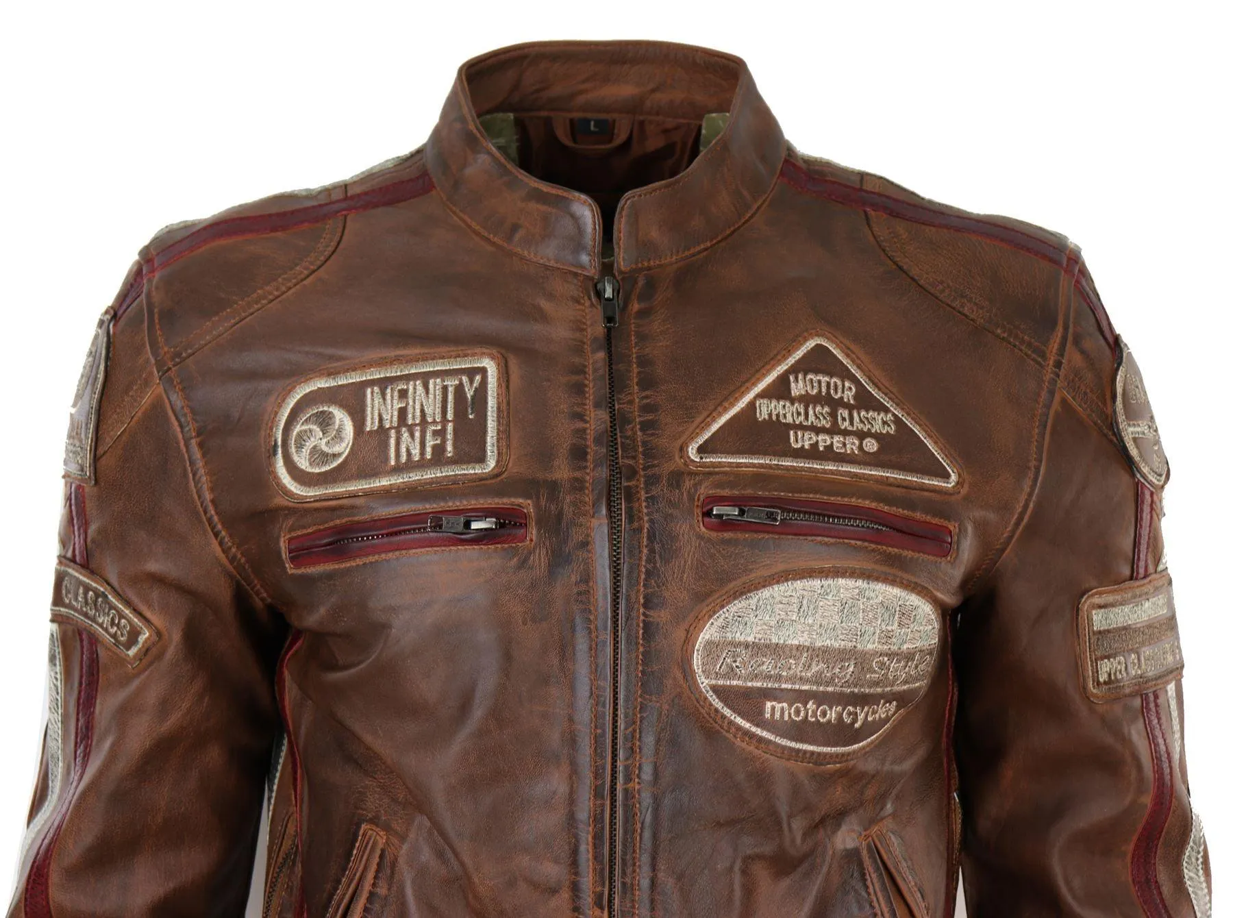 Men's Zipped Biker Leather Jacket | Infinity