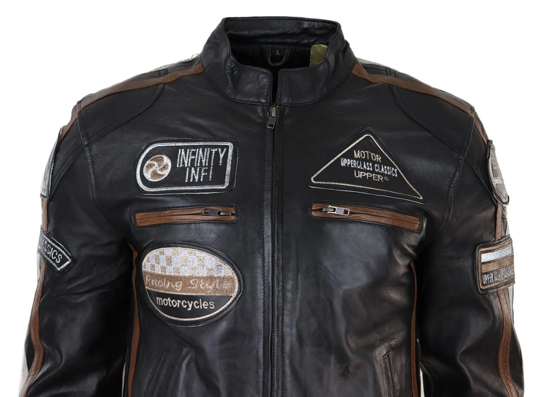 Men's Zipped Biker Leather Jacket | Infinity