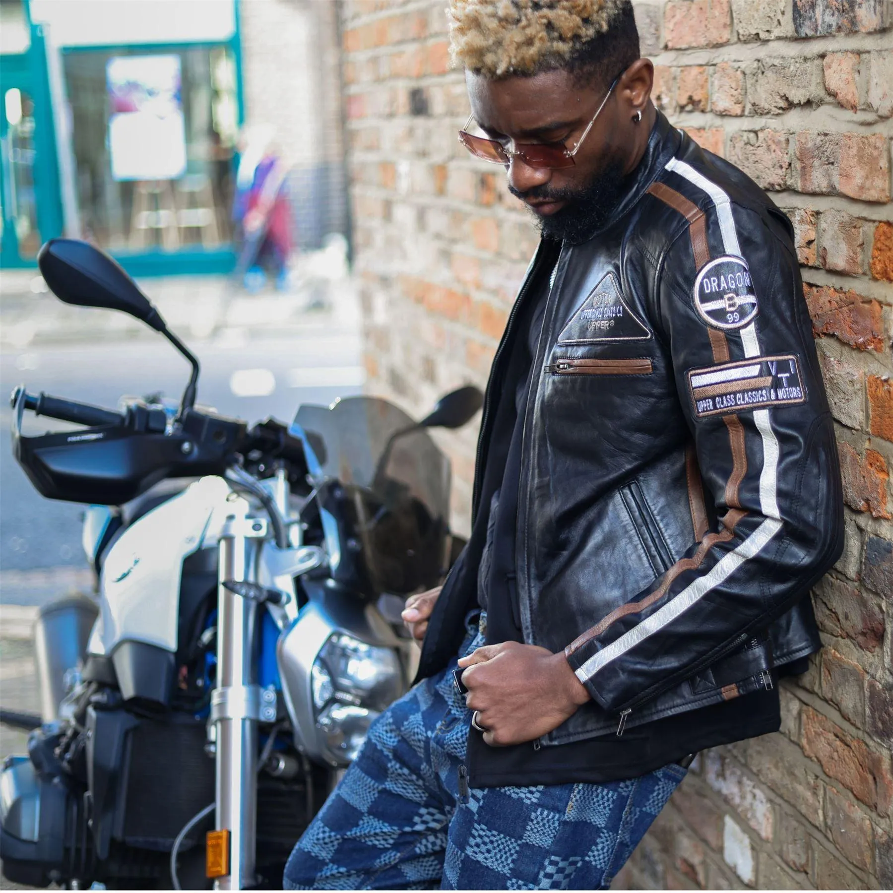 Men's Zipped Biker Leather Jacket | Infinity