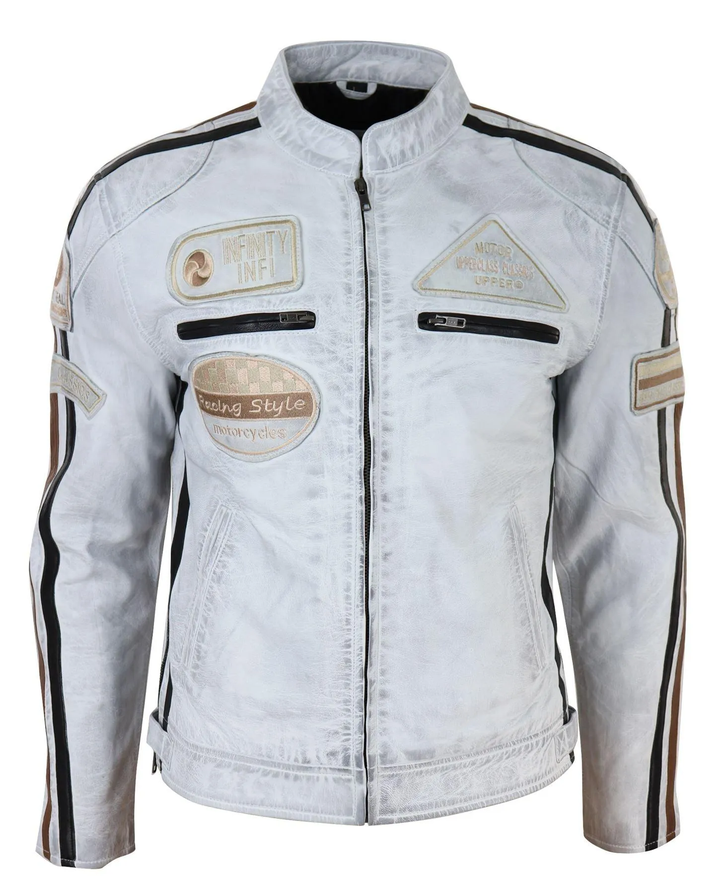 Men's Zipped Biker Leather Jacket | Infinity