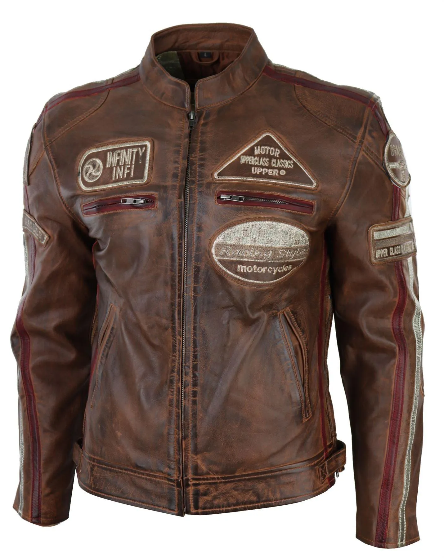 Men's Zipped Biker Leather Jacket | Infinity