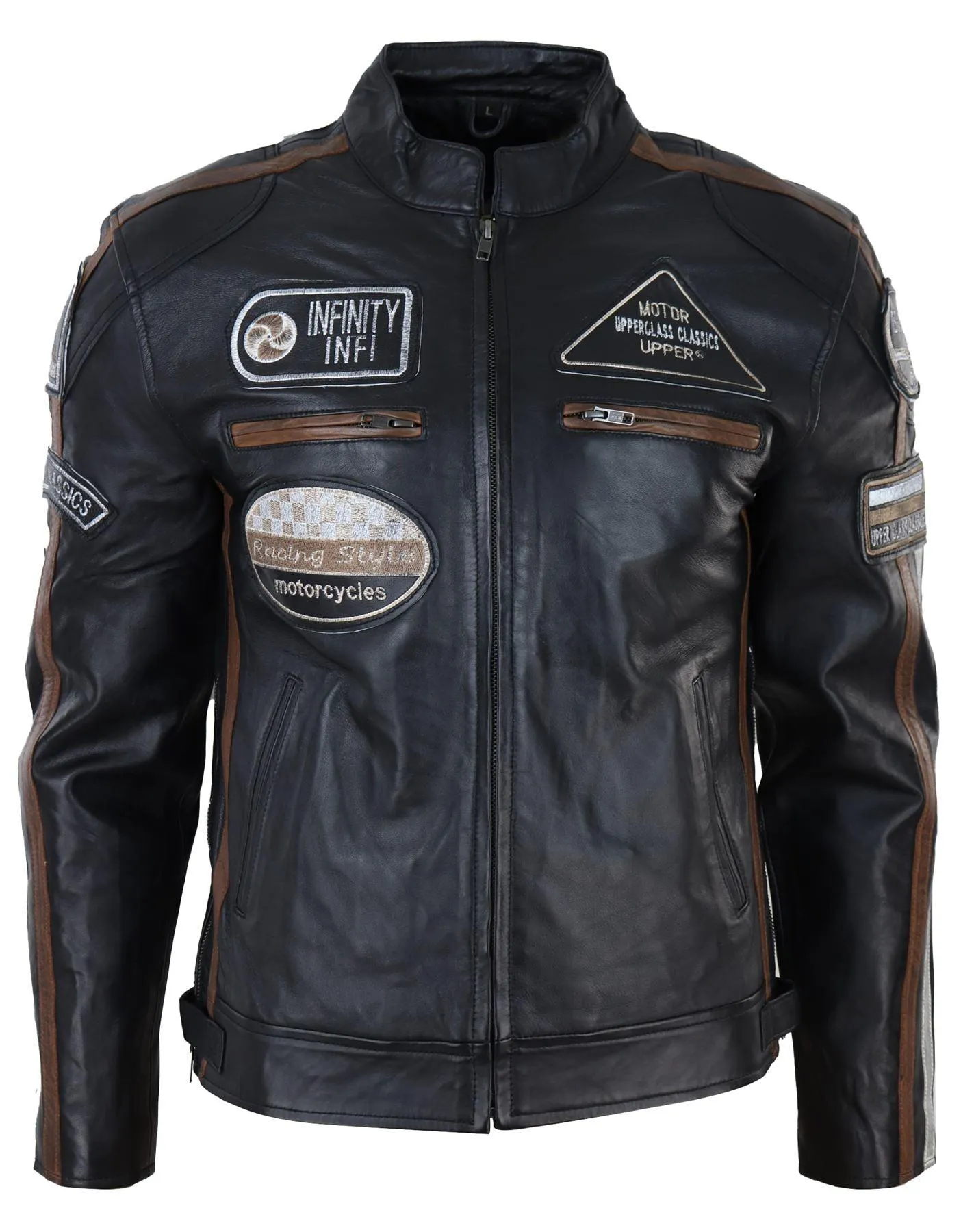 Men's Zipped Biker Leather Jacket | Infinity