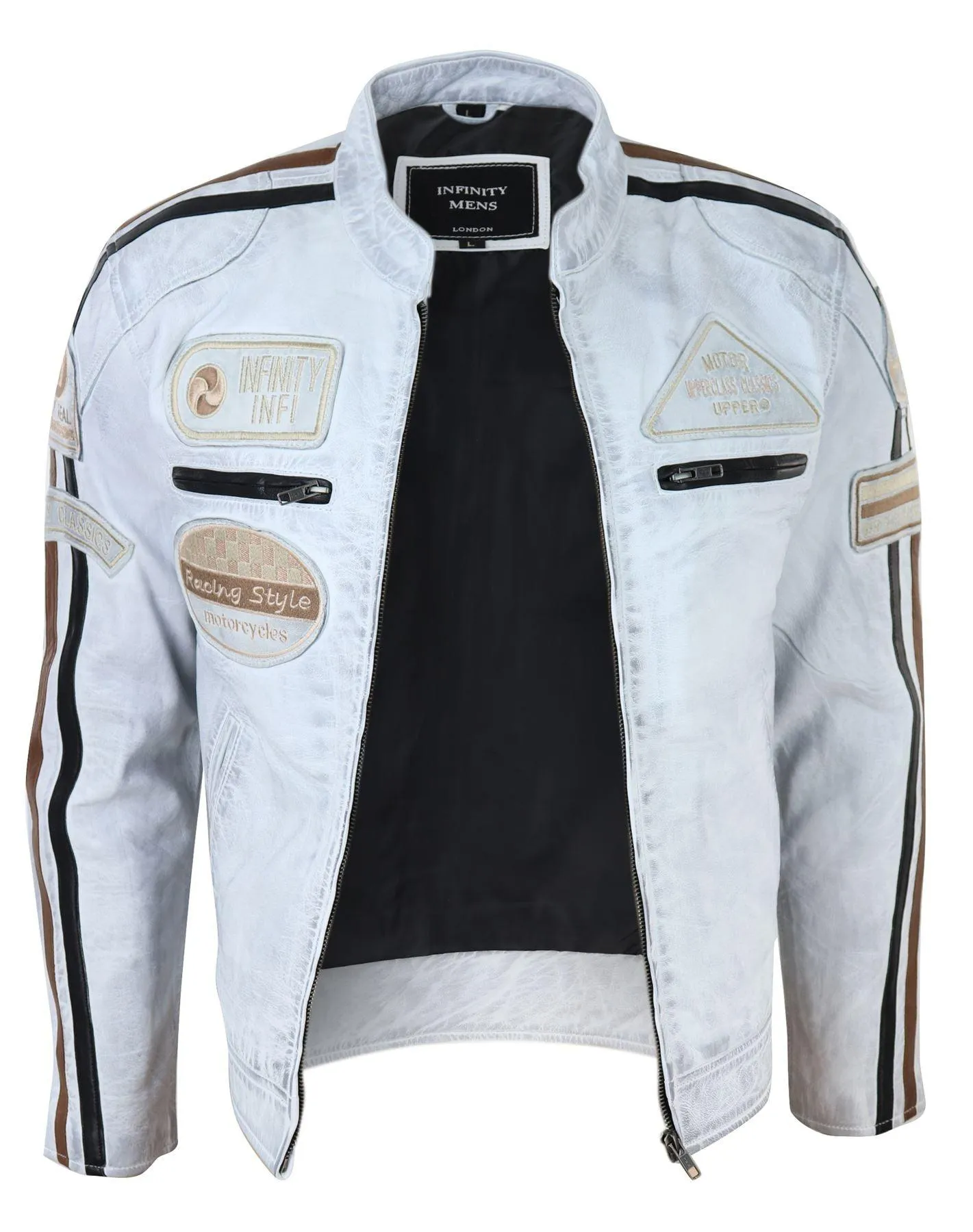 Men's Zipped Biker Leather Jacket | Infinity