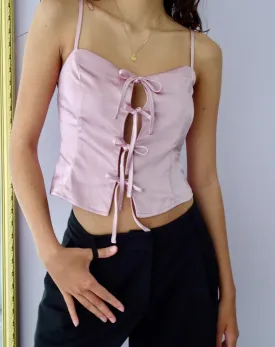 Micuri Strappy Top in Satin Dusky Pink