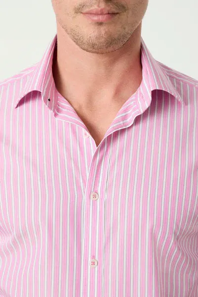 M.J. Bale - Witteridge Shirt - Stripe - Pink, White, Blue