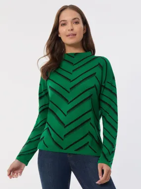 Mock Neck Chevron Jacquard Sweater