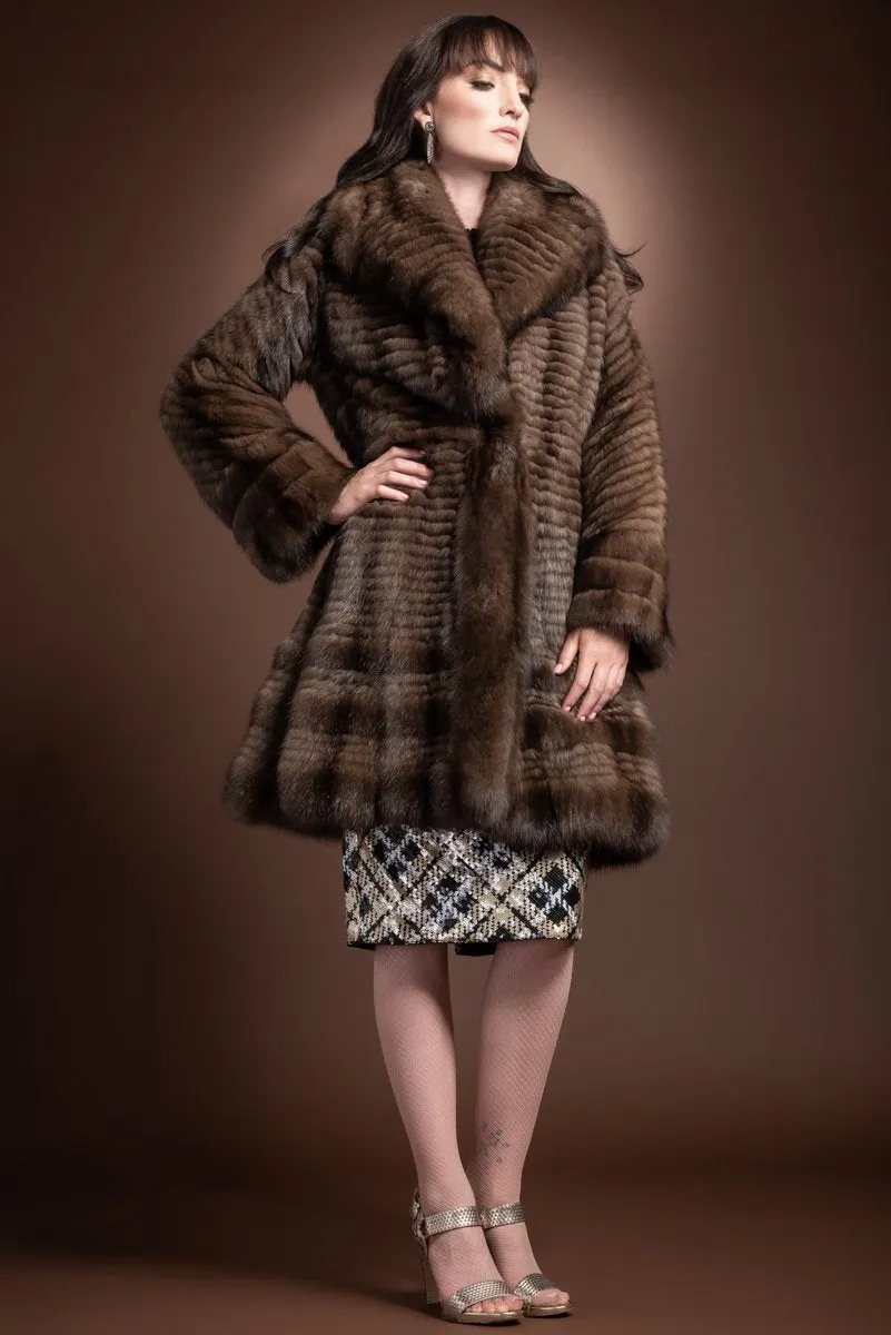 Natural Russian Caviar Feathered Sable Fur Coat