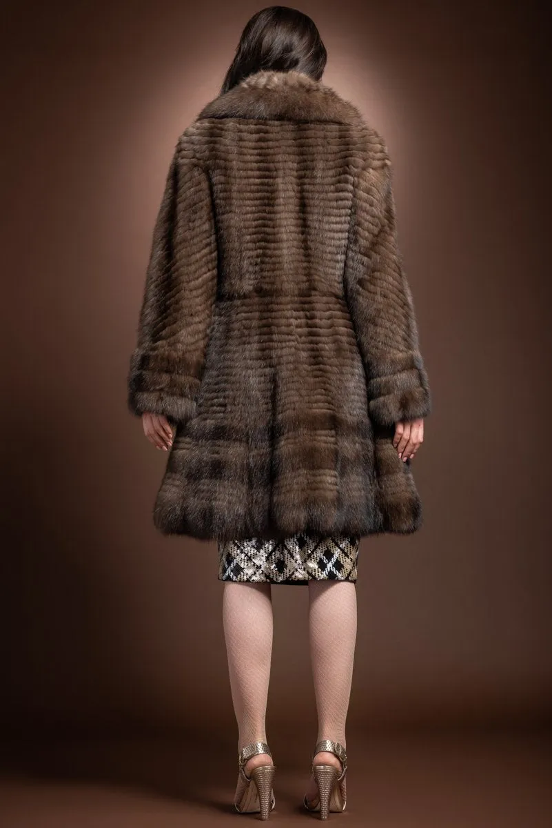 Natural Russian Caviar Feathered Sable Fur Coat