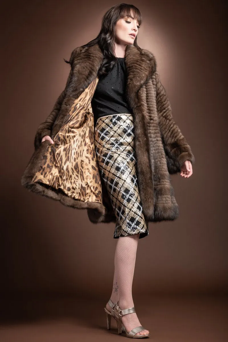 Natural Russian Caviar Feathered Sable Fur Coat