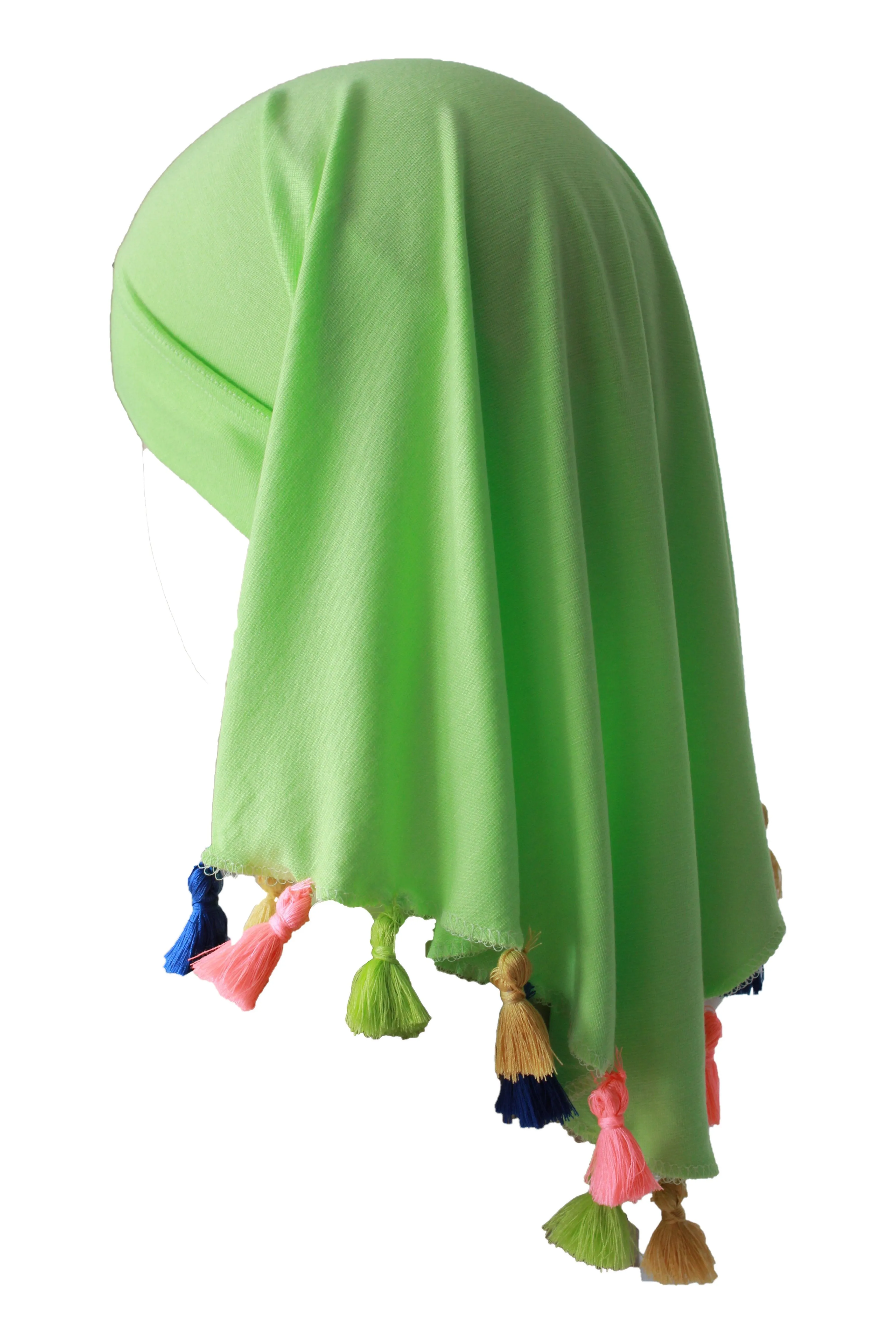 No Tie Bandana for Teen - Apple Green with Tassels